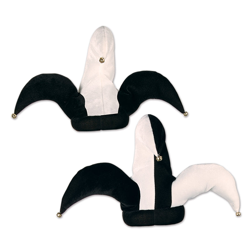 Plush Black & White Jester Hats – (1/Card)