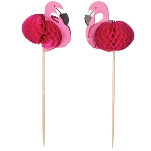 Flamingo Picks – 7" – (24/Pkg) by Beistle for Luau Food Picks
