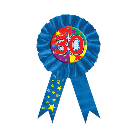 "30" Award Ribbon – 3¾" x 6½" – (1/Pkg) by Beistle for Birthday-Age Specific Awards