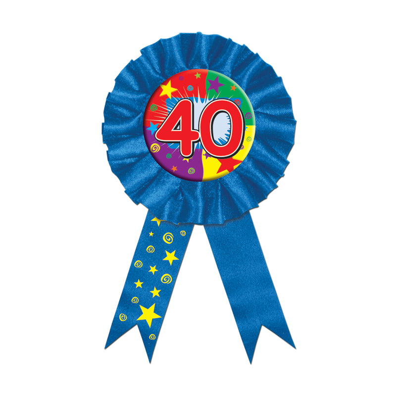 "40" Award Ribbon – 3¾" x 6½" – (1/Pkg) by Beistle for Birthday-Age Specific Awards