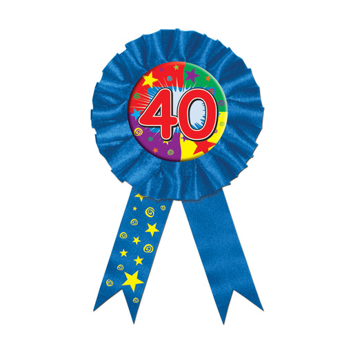 "40" Award Ribbon – 3¾" x 6½" – (1/Pkg) by Beistle for Birthday-Age Specific Awards
