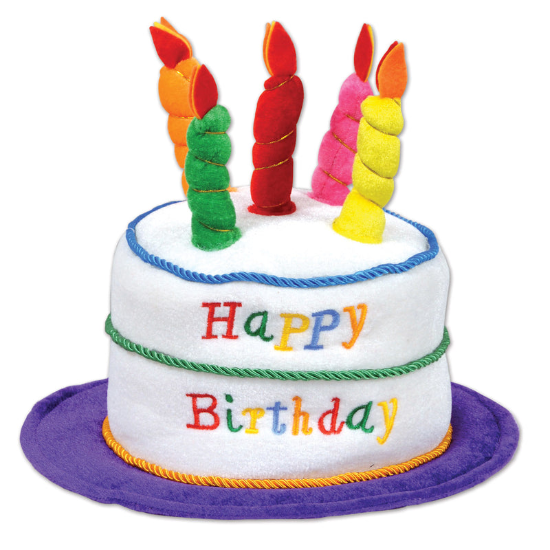Plush Birthday Cake Hat – (1/Card) by Beistle for Birthday Plush