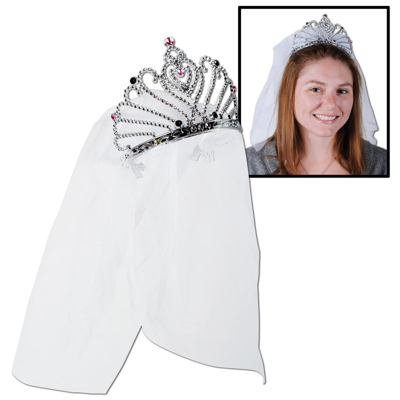 Plastic Bride To Be Tiara w/Veil – (1/Card)