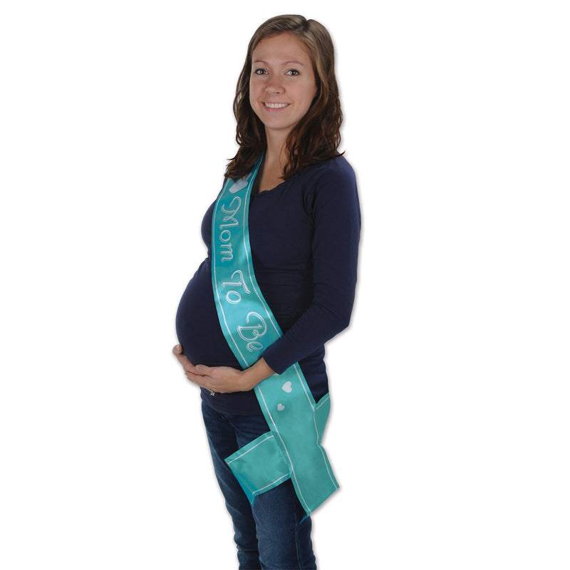 Mom To Be Satin Sash – 33" x 4" – (1/Pkg) by Beistle for Baby Shower Sashes