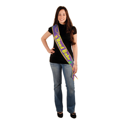 Bead Babe Satin Sash – 33" x 4" – (1/Pkg) by Beistle for Mardi Gras Sashes