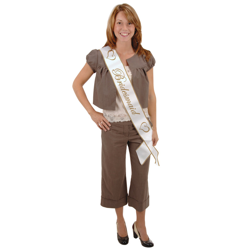Bridesmaid Satin Sash – 33" x 4" – (1/Pkg) by Beistle for Wedding Sashes