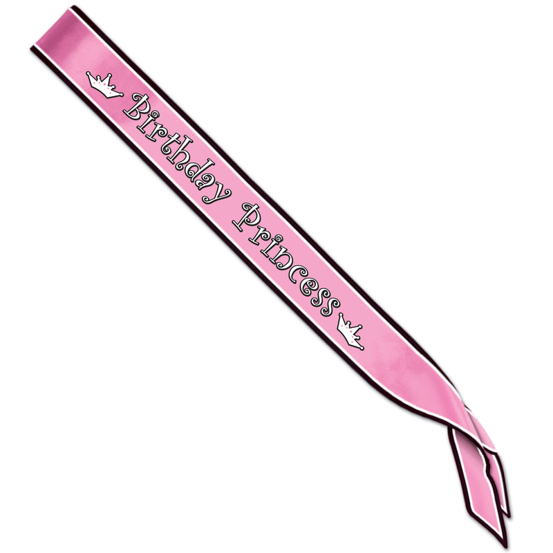 Birthday Princess Satin Sash – 33" x 4" – (1/Pkg) by Beistle for Birthday Sashes