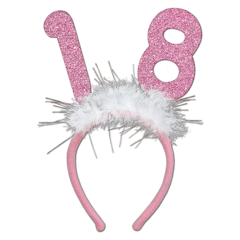"18" Glittered Boppers w/Marabou – (1/Card) by Beistle for Birthday-Age Specific Boppers and Headbands