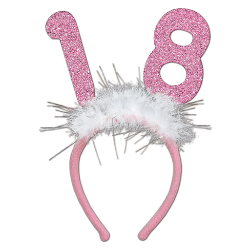 "18" Glittered Boppers w/Marabou – (1/Card) by Beistle for Birthday-Age Specific Boppers and Headbands