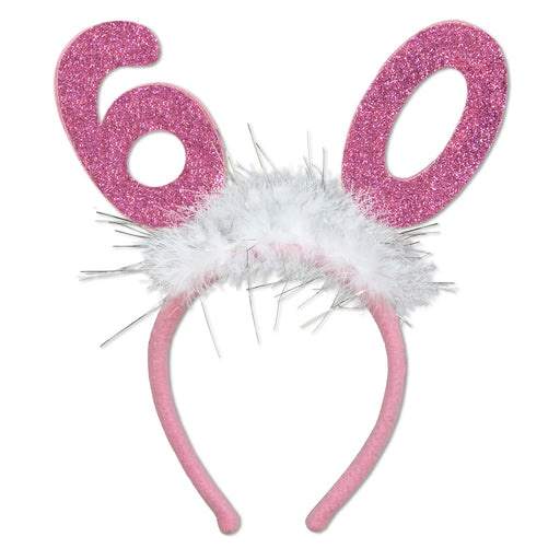 "60" Glittered Boppers w/Marabou – (1/Card) by Beistle for Birthday-Age Specific Boppers and Headbands