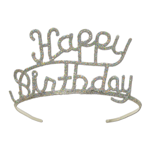 Glittered Metal Happy Birthday Tiara – (1/Pkg) by Beistle for Birthday Glittered Metal