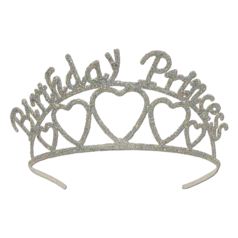 Glittered Metal Birthday Princess Tiara – (1/Pkg) by Beistle for Birthday Glittered Metal