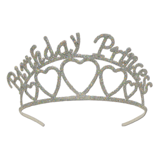 Glittered Metal Birthday Princess Tiara – (1/Pkg) by Beistle for Birthday Glittered Metal