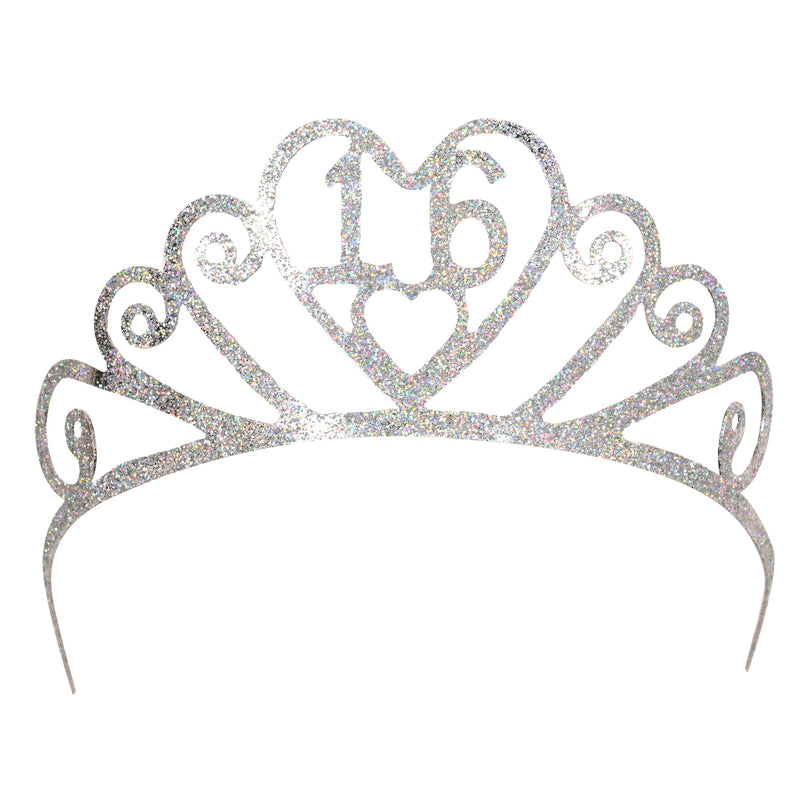 Glittered Metal "16" Tiara – (1/Pkg) by Beistle for Sweet 16 Glittered Metal