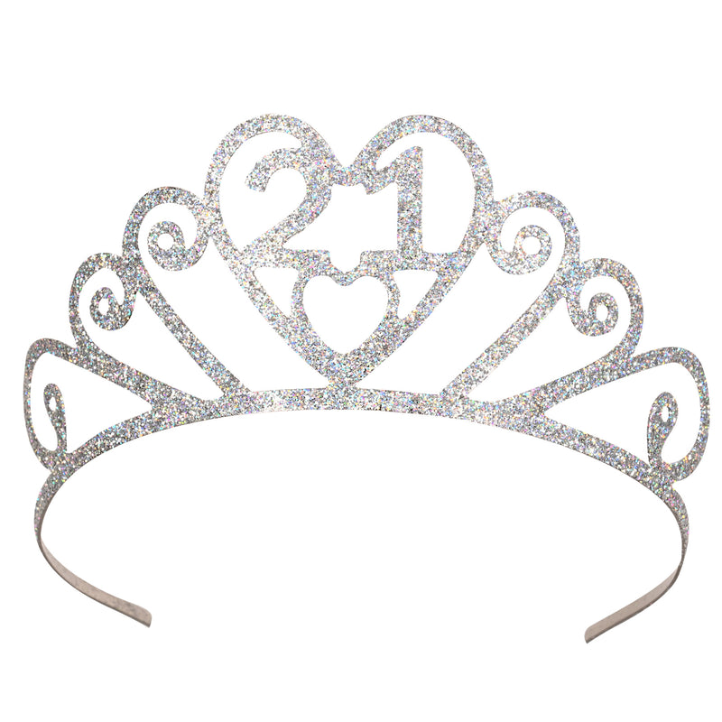 Glittered Metal "21" Tiara – (1/Pkg)