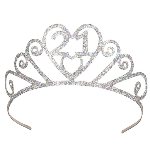 Glittered Metal "21" Tiara – (1/Pkg) by Beistle for 21st Birthday Glittered Metal