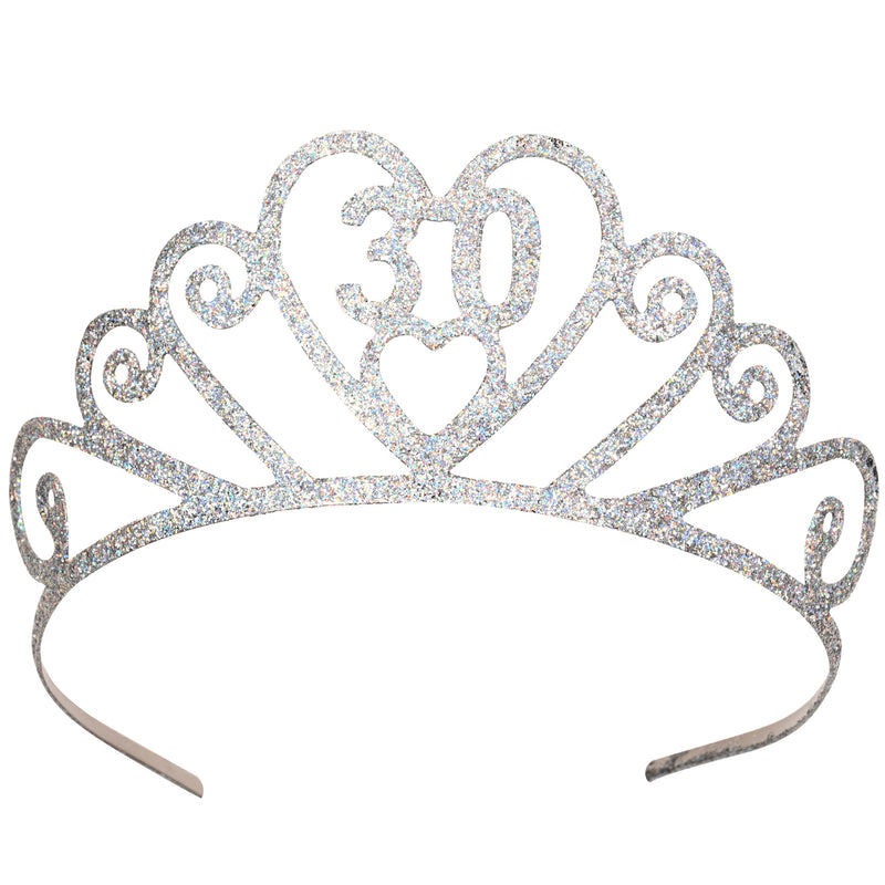 Glittered Metal "30" Tiara – (1/Pkg) by Beistle for Birthday-Age Specific Glittered Metal