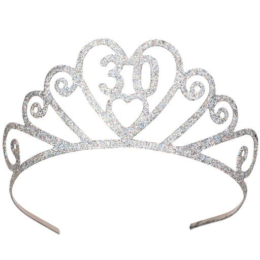 Glittered Metal "30" Tiara – (1/Pkg) by Beistle for Birthday-Age Specific Glittered Metal