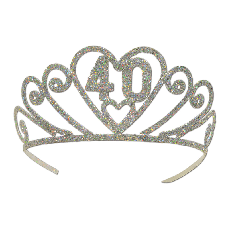 Glittered Metal "40" Tiara – (1/Pkg)
