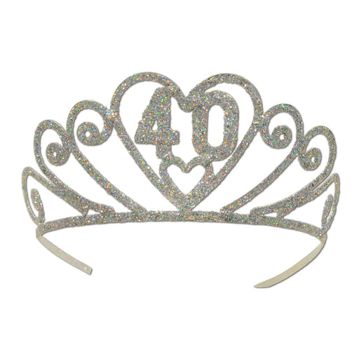 Glittered Metal "40" Tiara – (1/Pkg) by Beistle for Birthday-Age Specific Glittered Metal