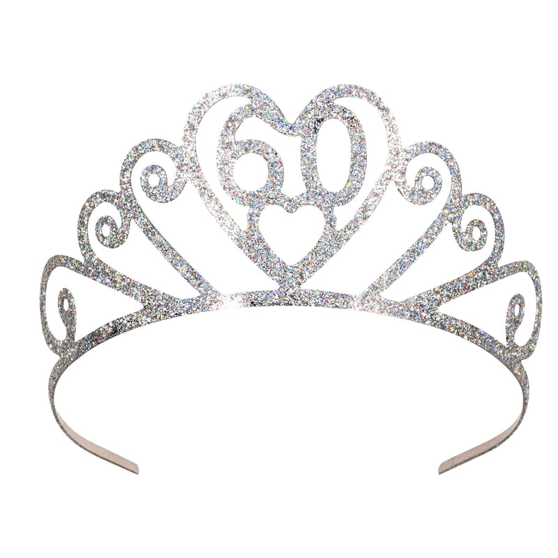 Glittered Metal "60" Tiara – (1/Pkg) by Beistle for Birthday-Age Specific Glittered Metal