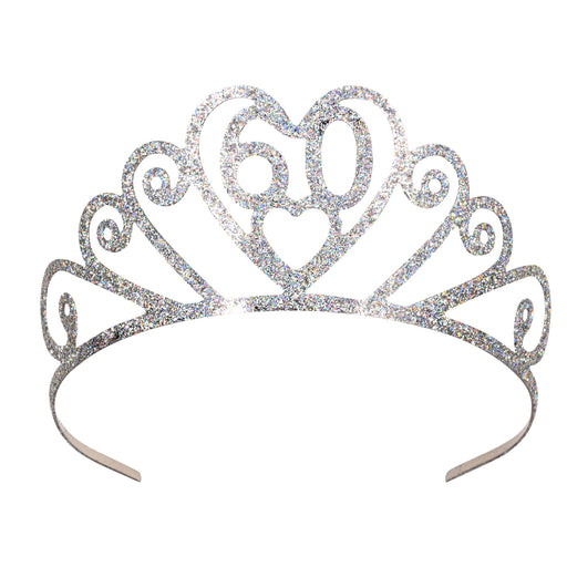 Glittered Metal "60" Tiara – (1/Pkg) by Beistle for Birthday-Age Specific Glittered Metal