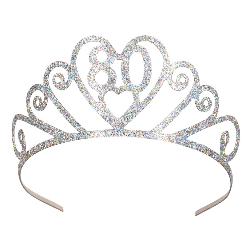 Glittered Metal "80" Tiara – (1/Pkg) by Beistle for Birthday-Age Specific Glittered Metal