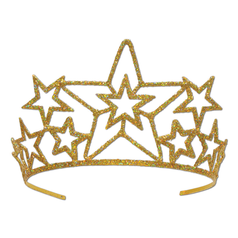 Glittered Metal Star Tiara – (1/Pkg) by Beistle for Awards Night Glittered Metal