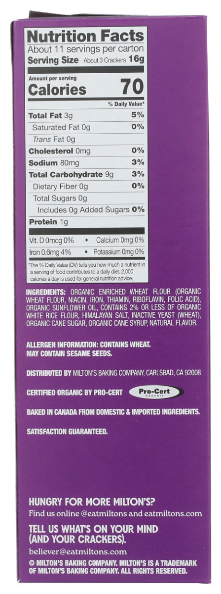 MILTONS: Organic Himalayan Salt Crackers, 6 oz