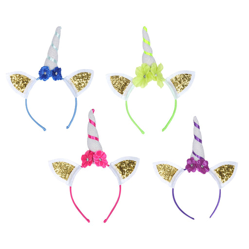 Glittered Unicorn Headbands – (4/Pkg) by Beistle for Unicorn Boppers and Headbands
