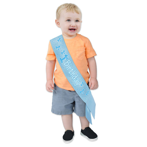 "1st" Birthday Satin Sash – 19¼" x 2¾" – (1/Pkg) by Beistle for 1st Birthday Sashes