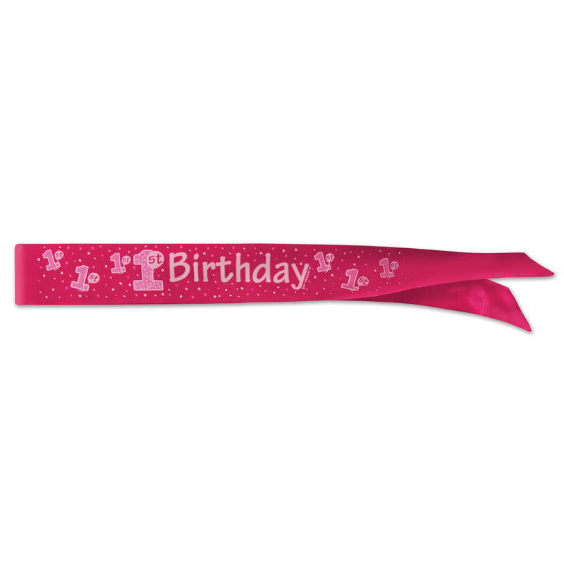 "1st" Birthday Satin Sash – 19¼" x 2¾" – (1/Pkg) by Beistle for 1st Birthday Sashes
