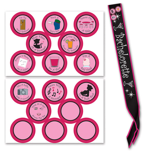 Bachelorette Satin Sash w/Badges – 33" x 4" – (3/Pkg) by Beistle for Bachelorette Sashes