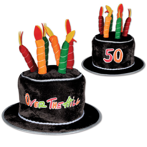 Plush "50" Over The Hill Cake Hat – (1/Card) by Beistle for Over-The-Hill Plush