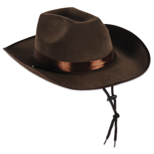 Faux Brown Leather Western Hat by Beistle for Western Fabric