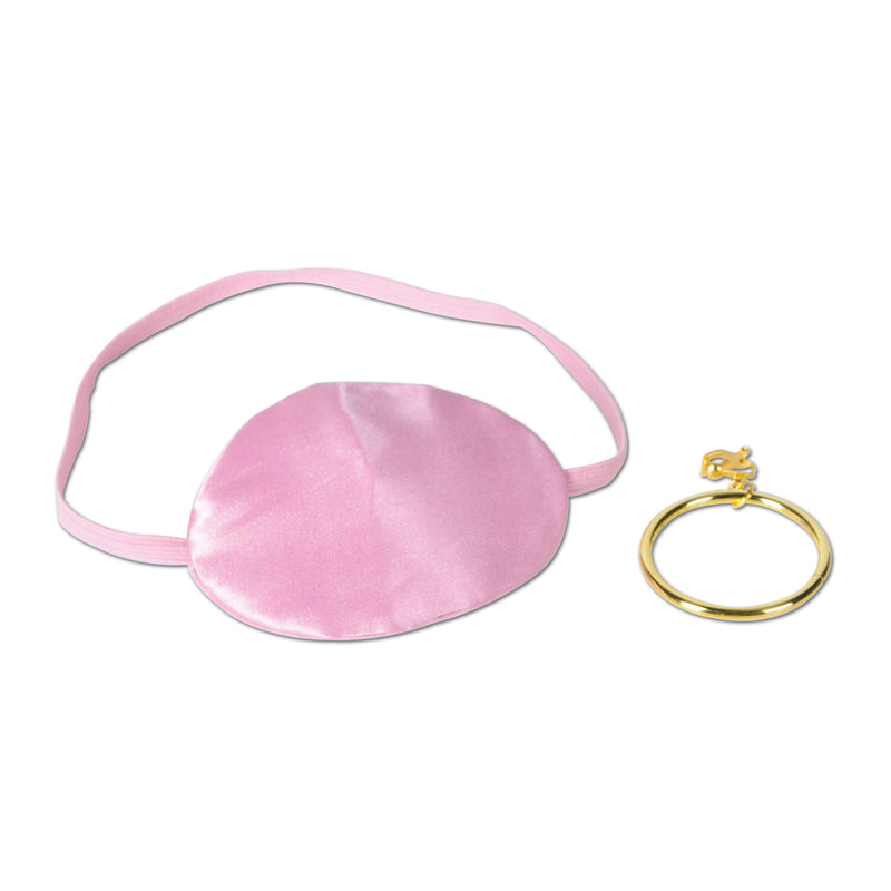 Pink Pirate Eye Patch w/Plastic Earring – 2½" x 3¼" – (1/Pkg) by Beistle for Pirate Sets