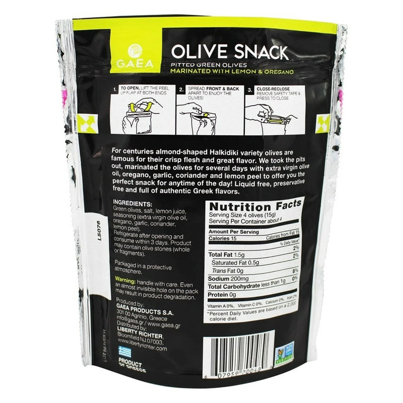 GAEA NORTH AMERICA: Green Olives Marinated With Lemon and Oregano, 2.3 oz