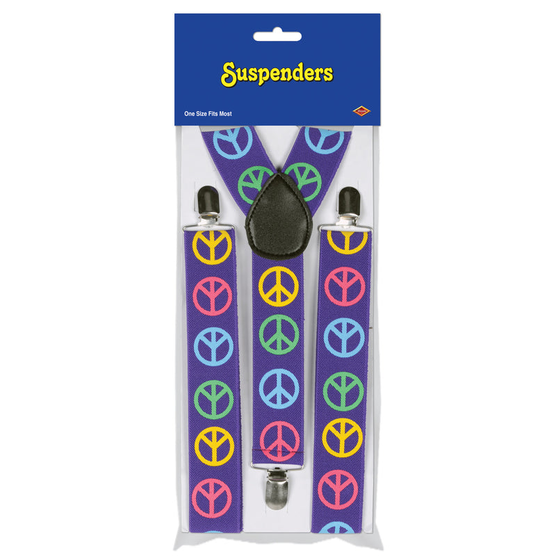 Peace Sign Suspenders – (1/Pkg) by Beistle for 60's Suspenders