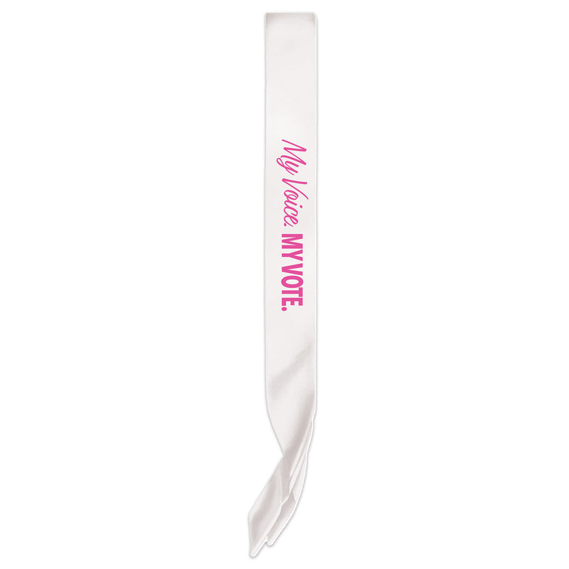 My Voice. My Vote. Satin Sash – 33" x 4" – (1/Pkg) by Beistle for Patriotic Sashes