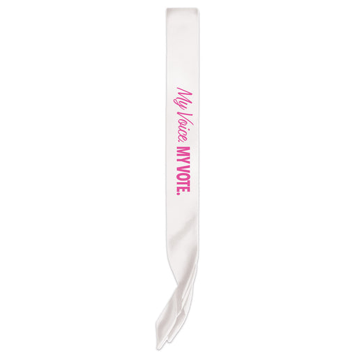 My Voice. My Vote. Satin Sash – 33" x 4" – (1/Pkg) by Beistle for Patriotic Sashes