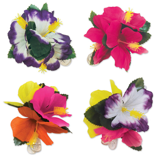 Tropical Hair Clips – 6" – (4/Pkg) by Beistle for Luau Hair Clips