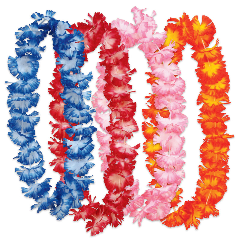 Hawaiian Floral Leis – 34½" – (4/Card) by Beistle for Luau Silk 'N Petal Leis