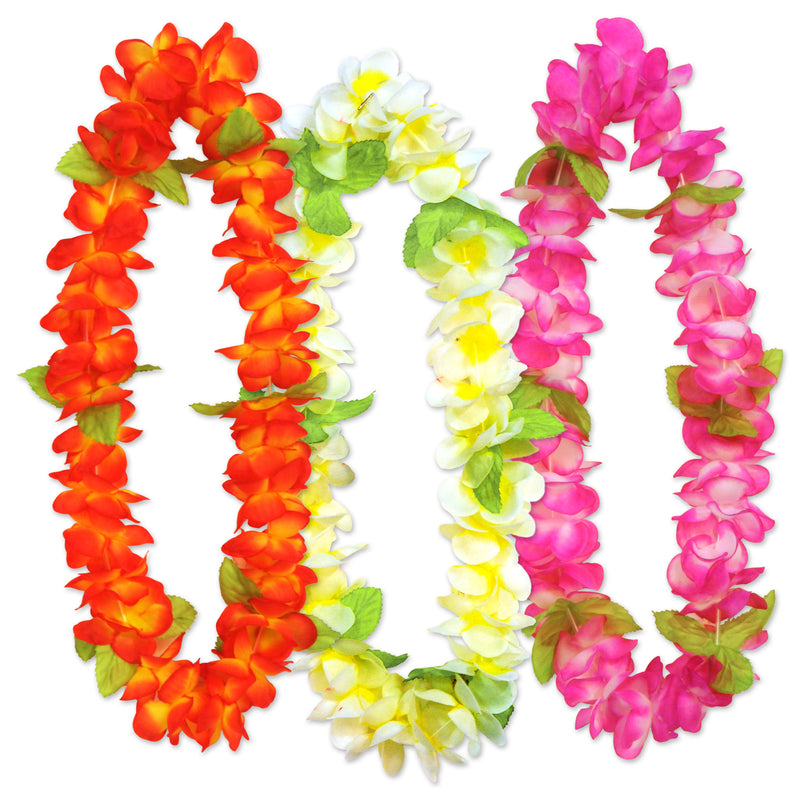 Sunset Floral Leis – 36" – (3/Card) by Beistle for Luau Silk 'N Petal Leis