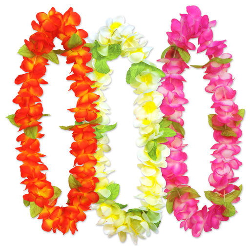Sunset Floral Leis – 36" – (3/Card) by Beistle for Luau Silk 'N Petal Leis