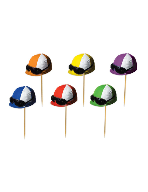 Jockey Helmet Picks – 3¼" – (50/Pkg) by Beistle for Derby Day Food Picks