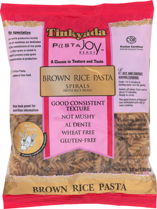 TINKYADA PASTA: Brown Rice Pasta Spirals With Rice Bran, 16 oz