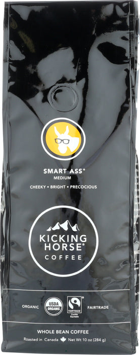 KICKING HORSE: Organic Smart Ass Medium Roast Whole Bean Coffee, 10 oz