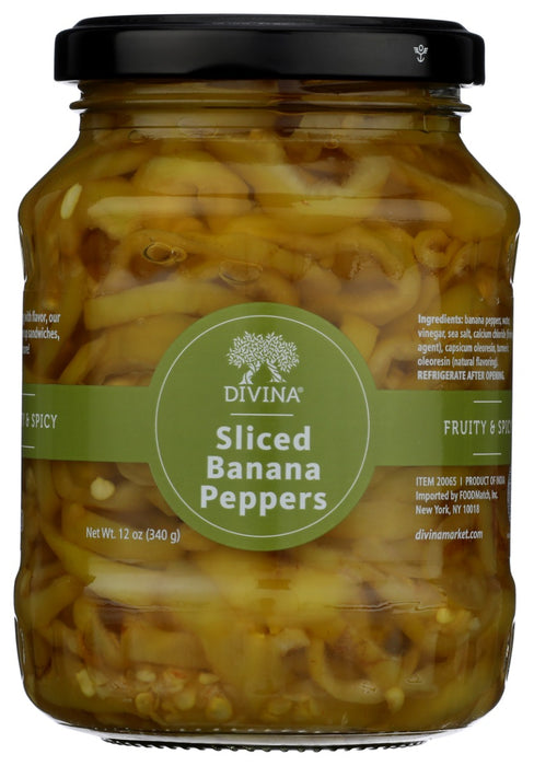 DIVINA: Sliced Banana Peppers, 12 oz