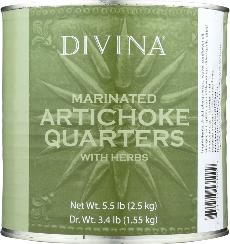 DIVINA: Marinated Artichoke Quarters With Herbs, 5.5 lb - No Brand For Less