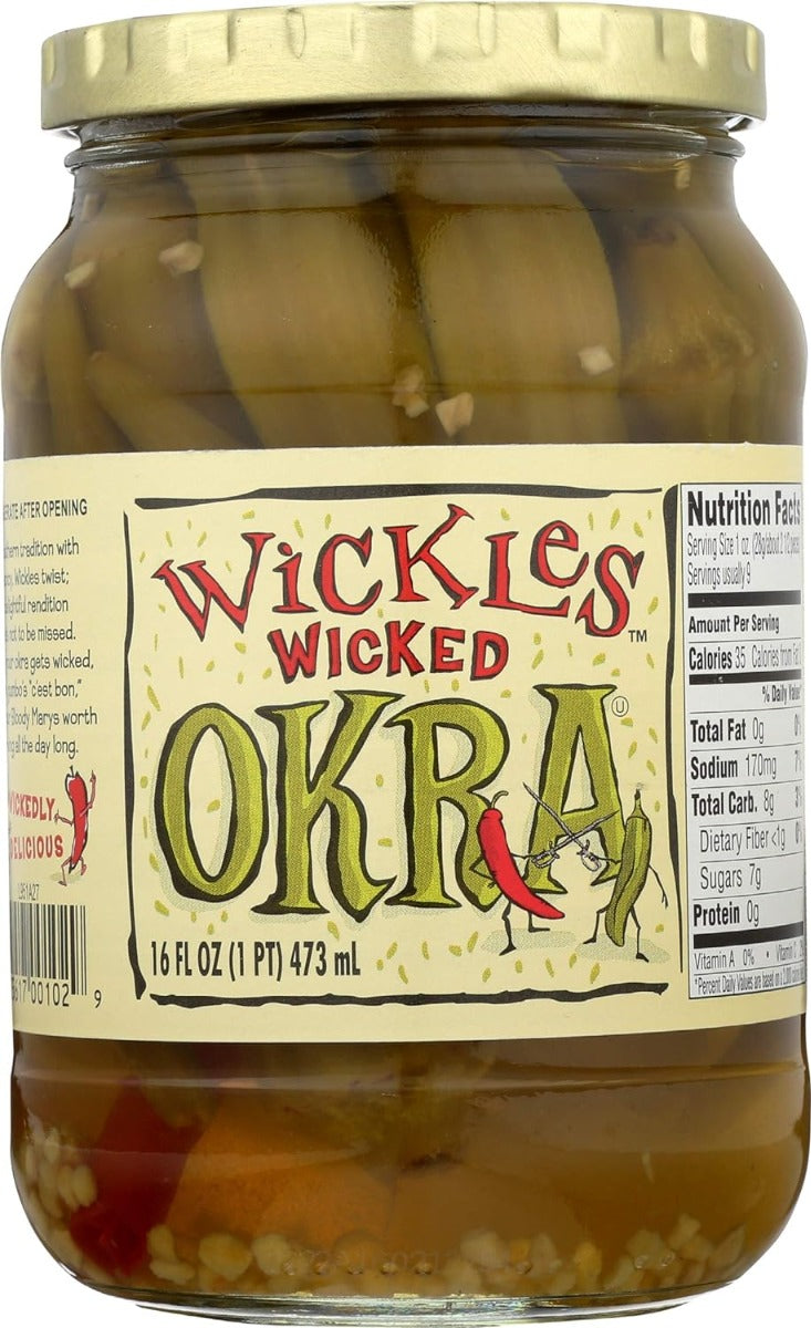 
Pickled okra is truly a southern gem, and we couldn't resist putting our unique Wickles spin on it. Punch up a Bloody Mary, toss them into your gumbo or dress up a plate of shrimp and grits “ you won't be disappointed.
